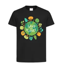 Детская футболка Save the planet Черный фото