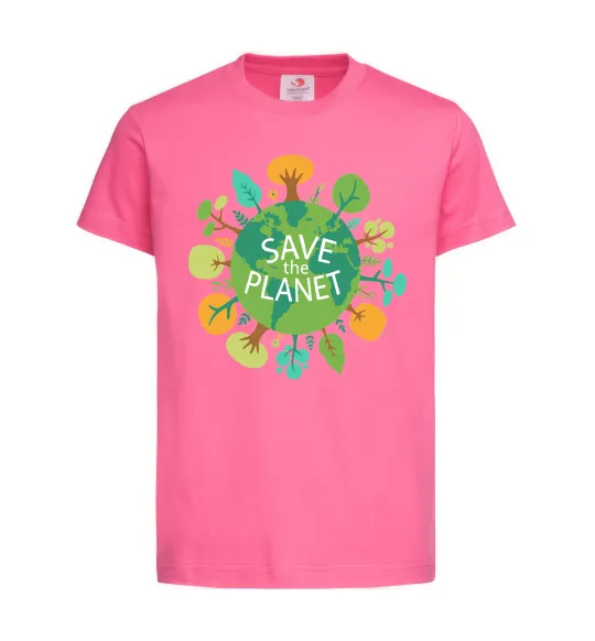 Детская футболка Save the planet Ярко-розовый фото