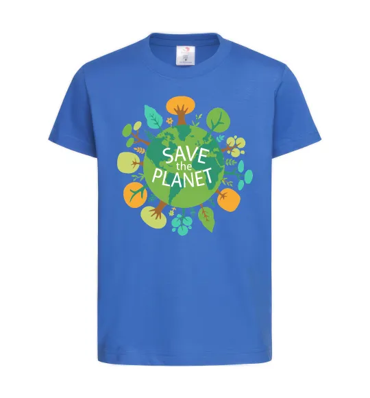 Детская футболка Save the planet Ярко-синий фото