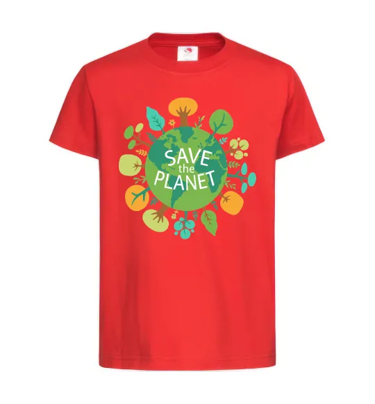 Детская футболка Save the planet Красный фото