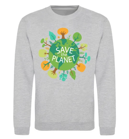 Світшот Save the planet Сірий меланж фото