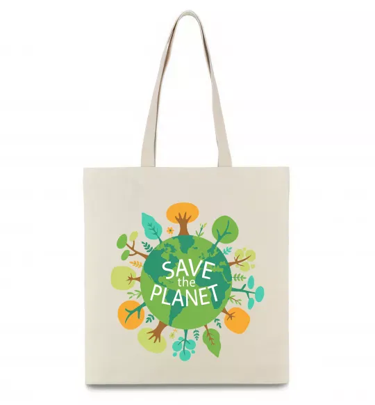 Еко-сумка Save the planet Бежевий фото