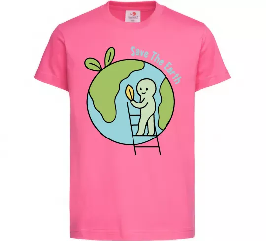 Детская футболка Save the Earth Ярко-розовый фото