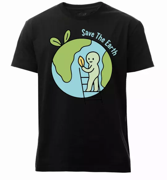 Мужская премиум футболка Save the Earth Черный фото