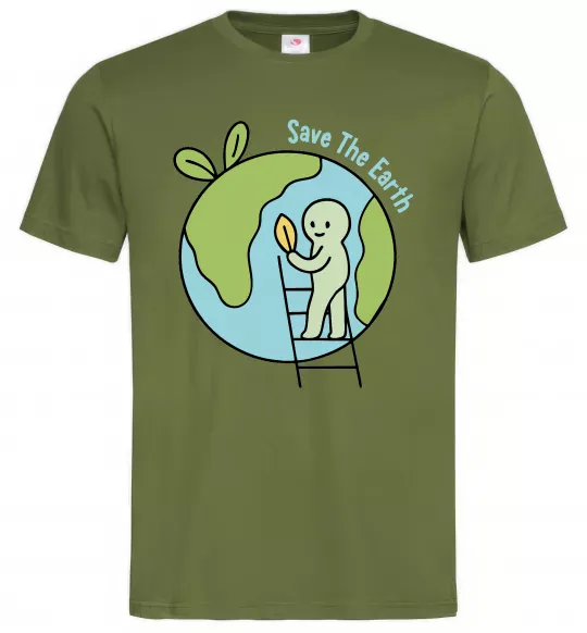 Мужская футболка Save the Earth Оливковый фото