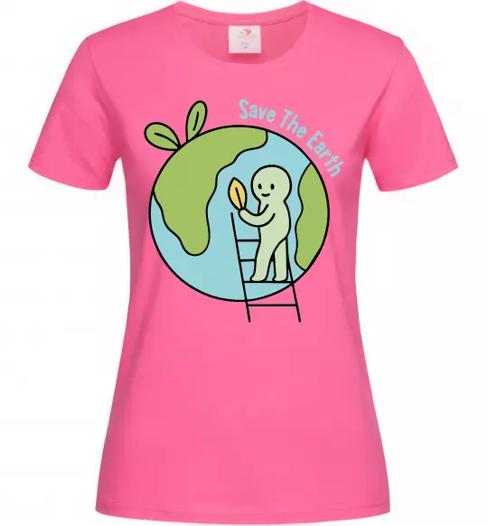 Женская футболка Save the Earth Ярко-розовый фото