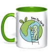 Чашка з кольоровою ручкою Save the Earth Лаймовий фото