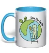 Чашка с цветной ручкой Save the Earth Голубой фото