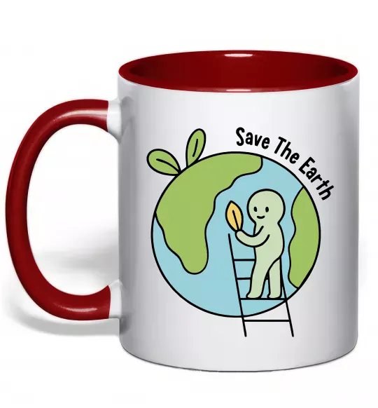 Чашка с цветной ручкой Save the Earth Красный фото