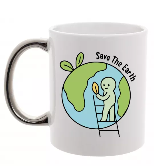 Чашка с цветной ручкой Save the Earth Серебро фото