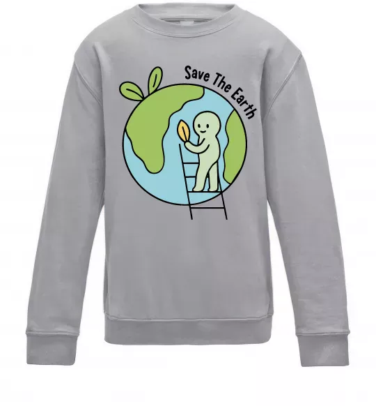 Детский Свитшот Save the Earth Серый меланж фото