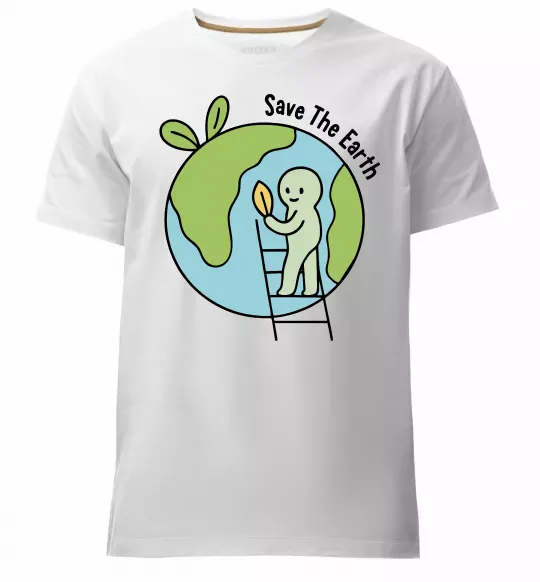 Мужская премиум футболка Save the Earth Белый фото