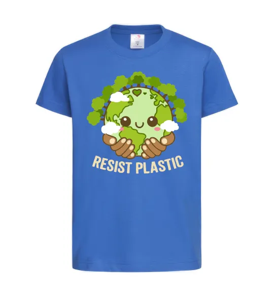 Дитяча футболка Resist plastic Яскраво-синій фото