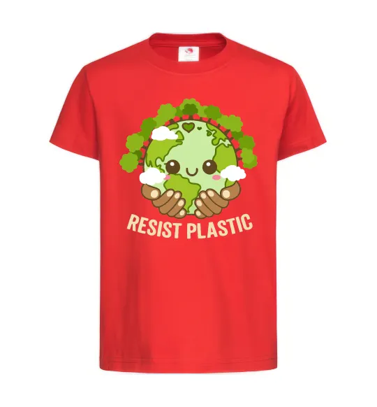 Дитяча футболка Resist plastic Червоний фото