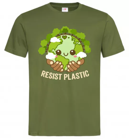 Мужская футболка Resist plastic Оливковый фото