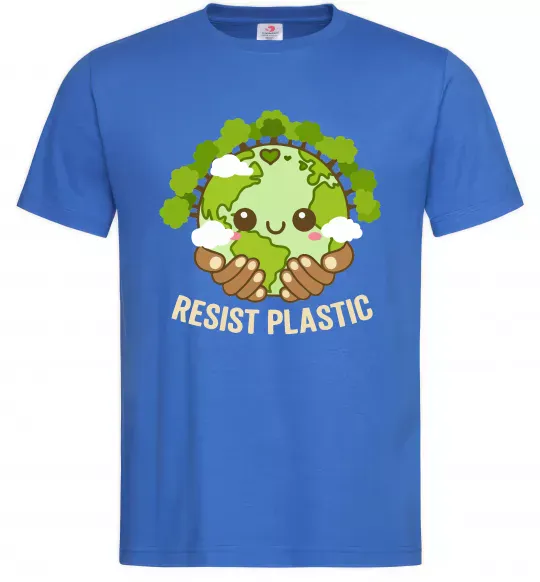 Мужская футболка Resist plastic Ярко-синий фото
