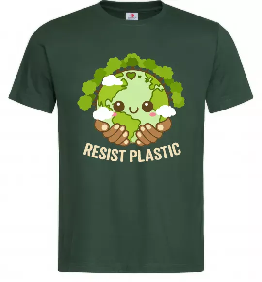 Мужская футболка Resist plastic Темно-зеленый фото