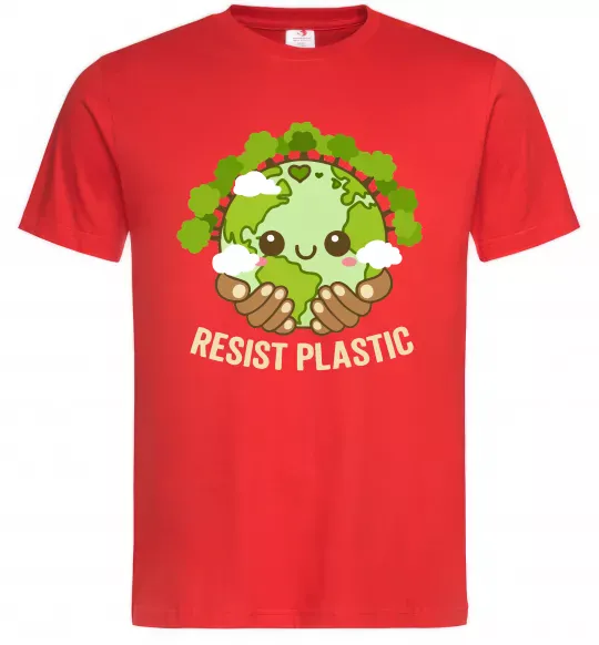 Мужская футболка Resist plastic Красный фото