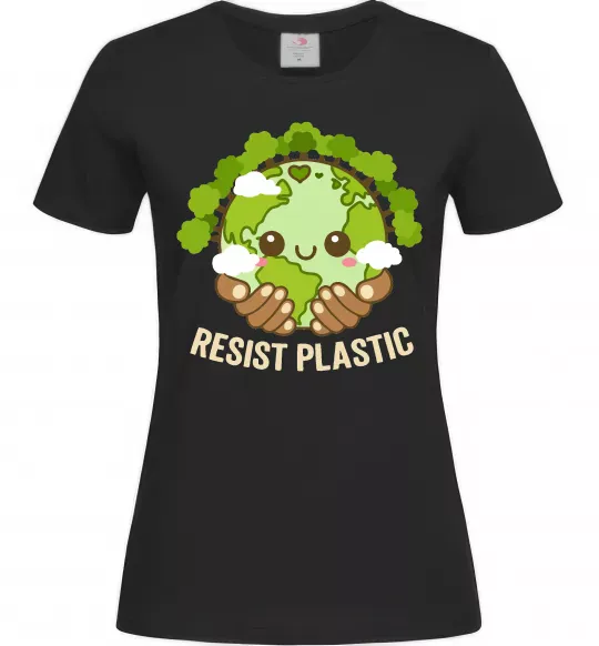 Женская футболка Resist plastic Черный фото
