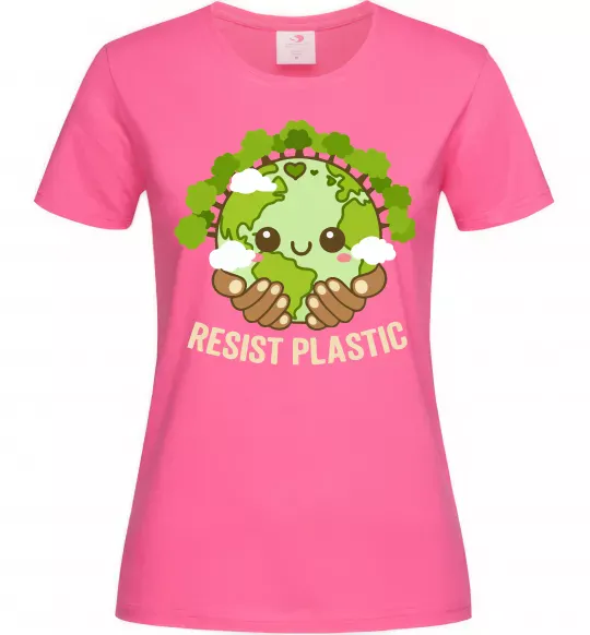 Женская футболка Resist plastic Ярко-розовый фото