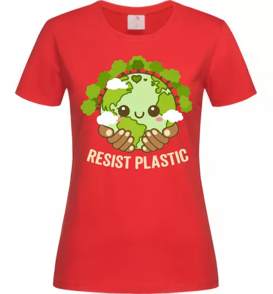 Женская футболка Resist plastic Красный фото
