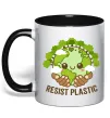 Чашка с цветной ручкой Resist plastic Черный фото