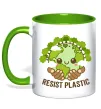 Чашка с цветной ручкой Resist plastic Зеленый фото