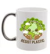 Чашка с цветной ручкой Resist plastic Серебро фото