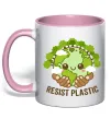 Чашка с цветной ручкой Resist plastic Нежно розовый фото