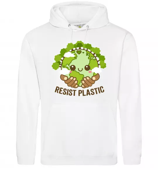 Мужская толстовка (худи) Resist plastic Белый фото