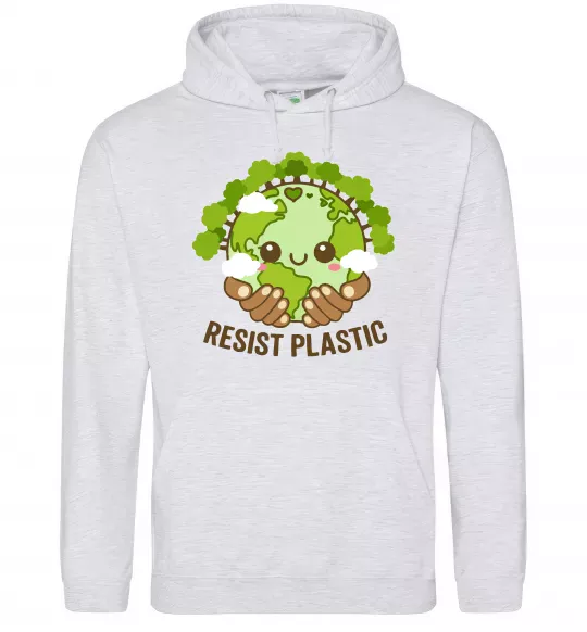 Мужская толстовка (худи) Resist plastic Серый меланж фото
