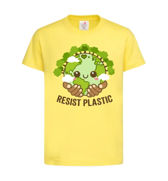 Дитяча футболка Resist plastic Лимонний фото