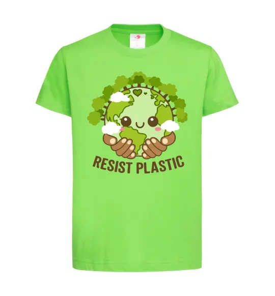 Дитяча футболка Resist plastic Лаймовий фото