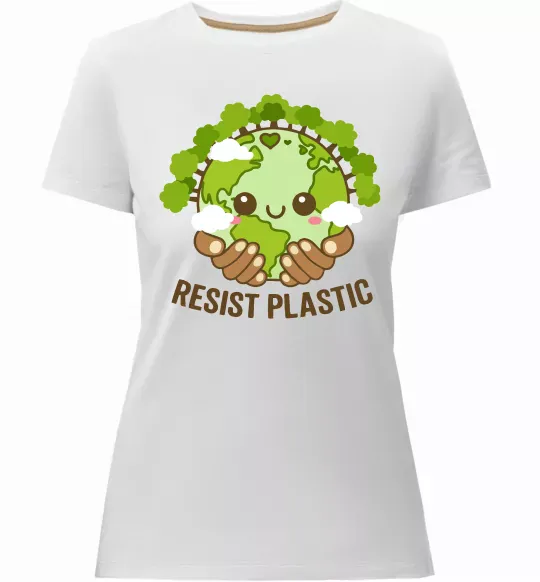 Женская премиум футболка Resist plastic Белый фото