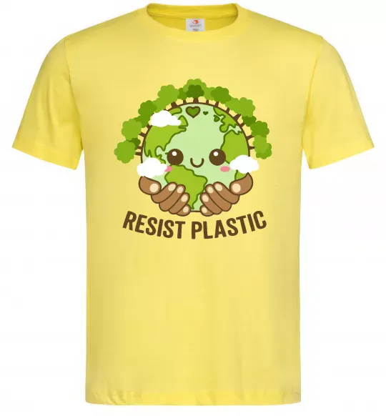 Мужская футболка Resist plastic Лимонный фото