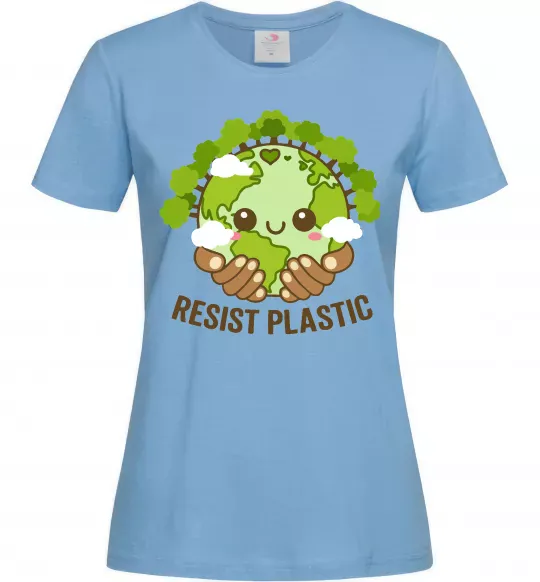 Женская футболка Resist plastic Голубой фото