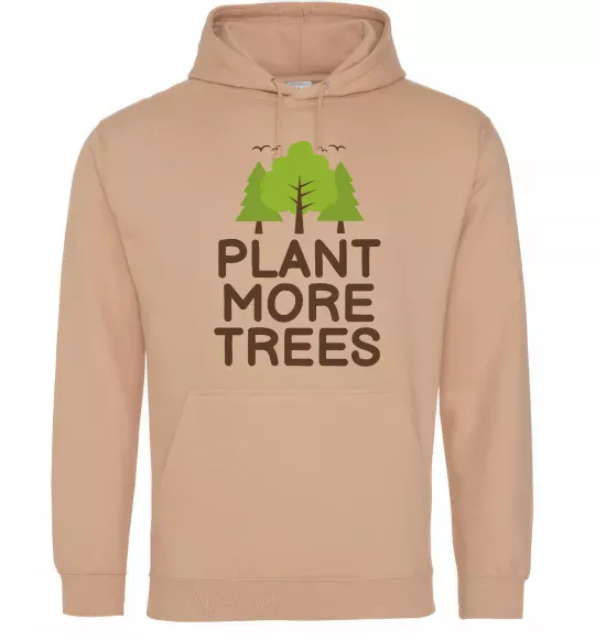 Мужская толстовка (худи) Plant more trees Песочный фото