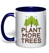 Чашка с цветной ручкой Plant more trees Глубокий темно-синий фото