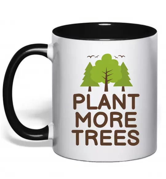 Чашка с цветной ручкой Plant more trees Черный фото