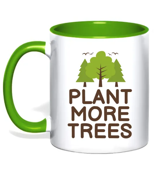 Чашка с цветной ручкой Plant more trees Лаймовый фото