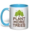 Чашка с цветной ручкой Plant more trees Голубой фото