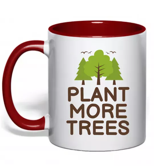 Чашка с цветной ручкой Plant more trees Красный фото