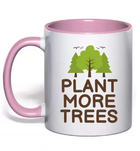 Чашка с цветной ручкой Plant more trees Нежно розовый фото