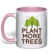 Чашка с цветной ручкой Plant more trees Нежно розовый фото