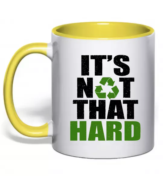 Чашка с цветной ручкой It`s not hard Солнечно желтый фото