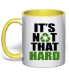 Чашка з кольоровою ручкою It`s not hard Лимонний фото