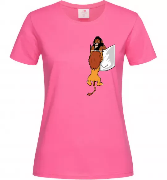 Жіноча футболка Mufasa and Scar Яскраво-рожевий фото
