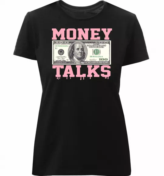 Женская премиум футболка Money Talks Черный фото