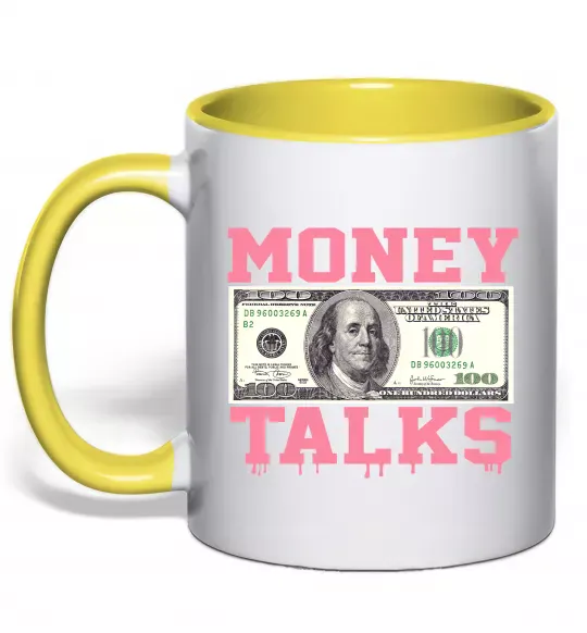 Чашка с цветной ручкой Money Talks Солнечно желтый фото