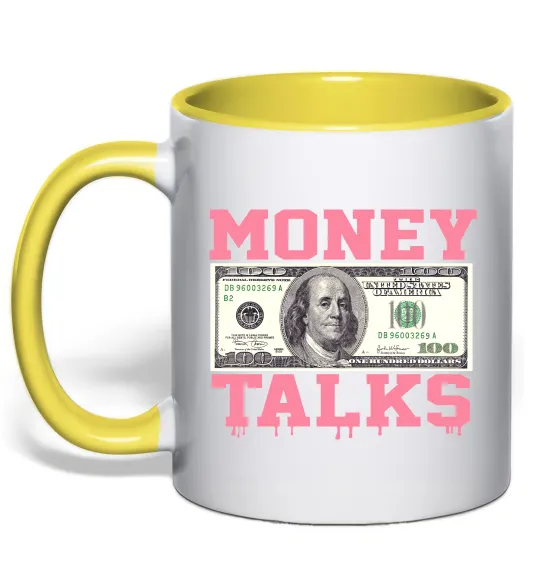 Чашка с цветной ручкой Money Talks Лимонный фото